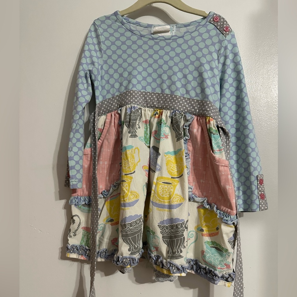 Whimsical Blue and Pink Kids Dress